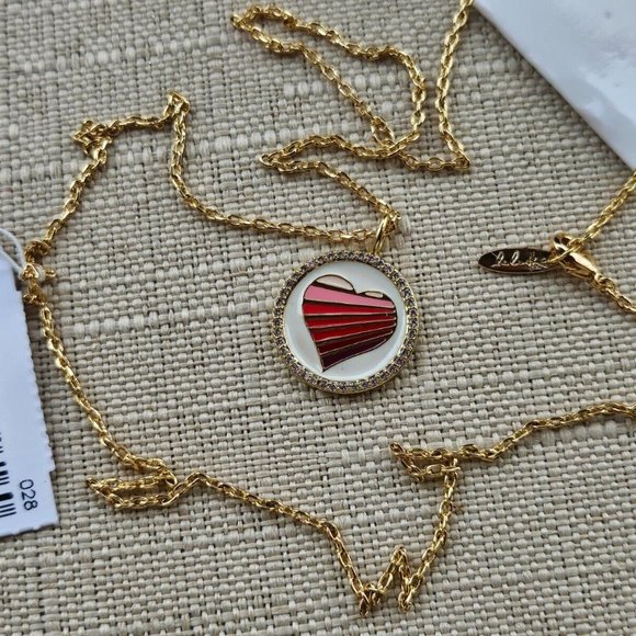Heart Love Necklace LULU DK 14k Gold Plated Jewelry Crystal Accent Round Pendant - Picture 1 of 13